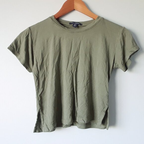 NWOT American Eagle Outfitters Army Green Crop Top - Picture 1 of 7